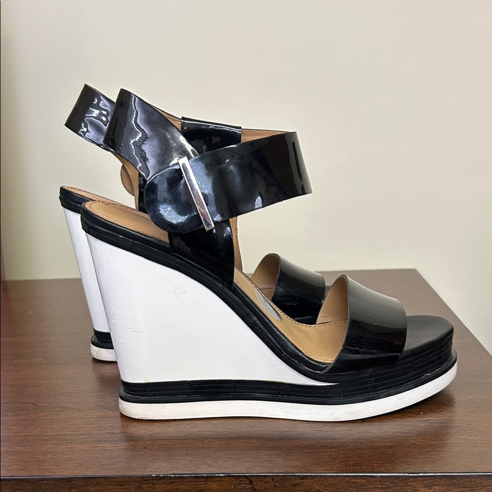 Calvin Klein Black and White Wedges